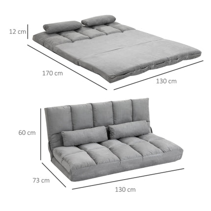 Išskleidžiama sofa-lova su reguliuojamu atlošu, šviesiai pilka