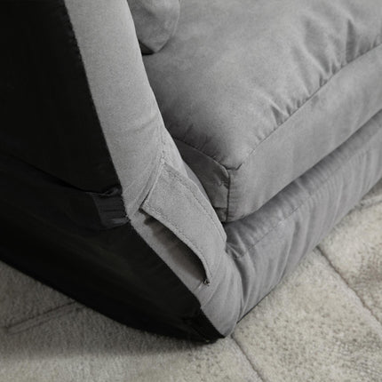 Išskleidžiama sofa-lova su reguliuojamu atlošu, šviesiai pilka