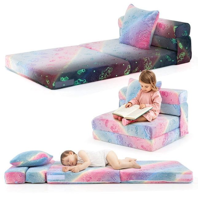 Vaikiška transformuojama sofa-lova su pagalvėle - šviečia tamsoje