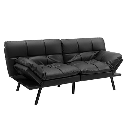 Transformuojama viskoelastinė sofa-lova su reguliuojamais porankiais, juoda