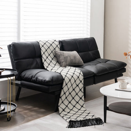 Transformuojama viskoelastinė sofa-lova su reguliuojamais porankiais, juoda