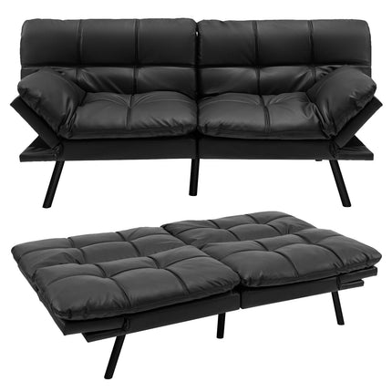 Transformuojama viskoelastinė sofa-lova su reguliuojamais porankiais, juoda