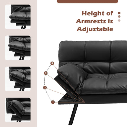 Transformuojama viskoelastinė sofa-lova su reguliuojamais porankiais, juoda
