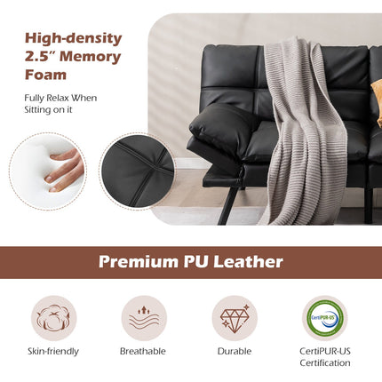 Transformuojama viskoelastinė sofa-lova su reguliuojamais porankiais, juoda
