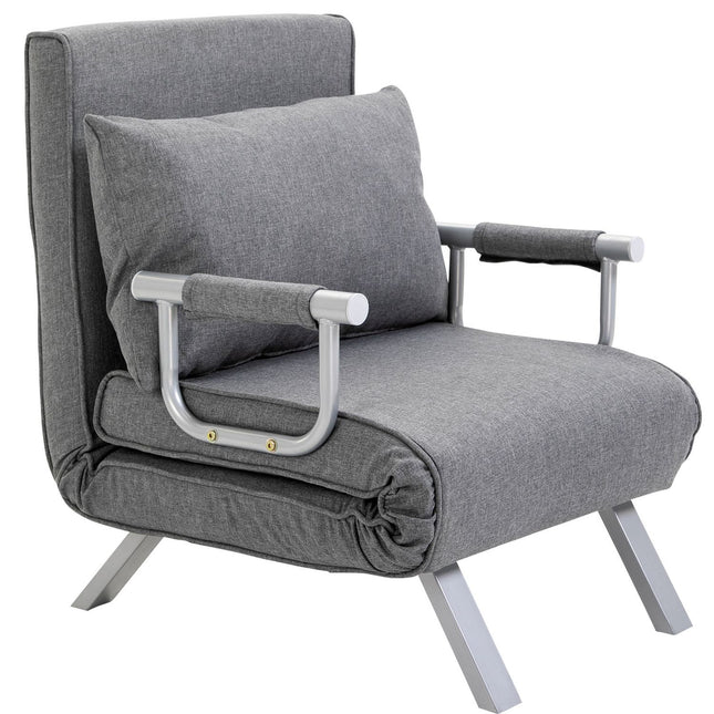Convertible Recliner Chair with Bed Function, Grey, 65x69x80 cm