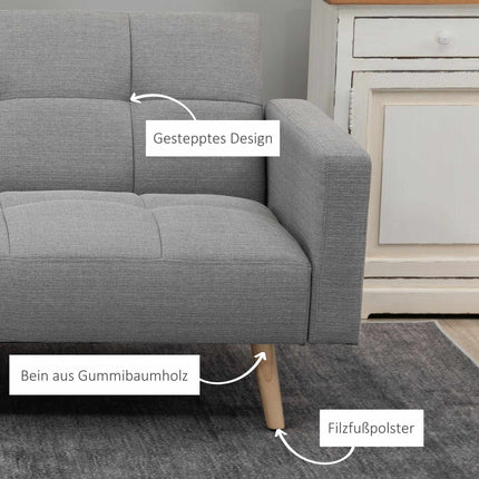 Išskleidžiama sofa-lova, 205 x 88 cm, pilka, lino imitacijos