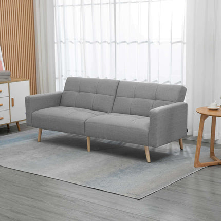 Išskleidžiama sofa-lova, 205 x 88 cm, pilka, lino imitacijos