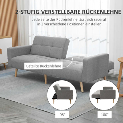 Išskleidžiama sofa-lova, 205 x 88 cm, pilka, lino imitacijos