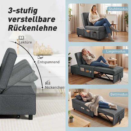 Išskleidžiama sofa-lova su reguliuojamu atlošu ir pagalvėle