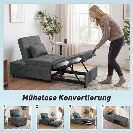 Išskleidžiama sofa-lova su reguliuojamu atlošu ir pagalvėle