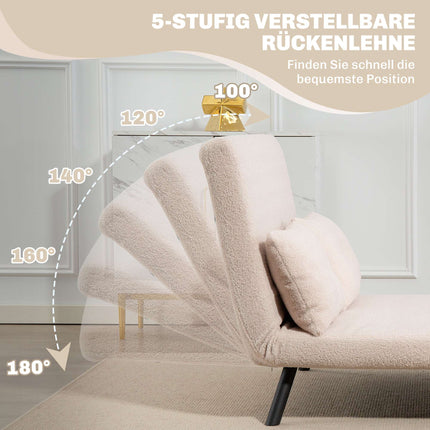 Išskleidžiama aksominė sofa-lova su pagalvėlėmis, smėlio spalvos