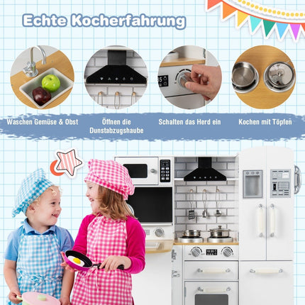 Corner kitchen play set for children wooden play kitchen with stove 82 x 66 x 88 cm white