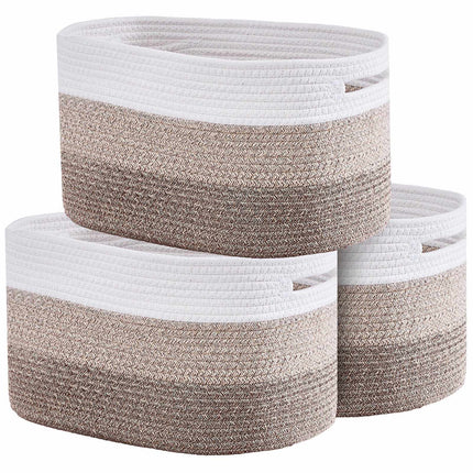 Cotton Rope Storage Baskets, 3-Pack 22L With Handles