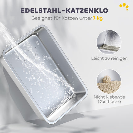 Covered Cat Litter Box with Stainless Tray & Scoop