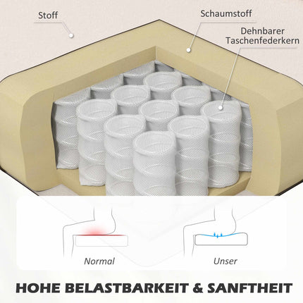Kreminės baltos spalvos dvivietė sofa, patvarus audinys, medinės kojelės