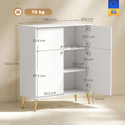 Kreminės baltos spalvos indauja su auksiniais akcentais, 105,4 cm