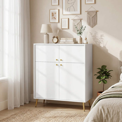 Kreminės baltos spalvos indauja su auksiniais akcentais, 105,4 cm