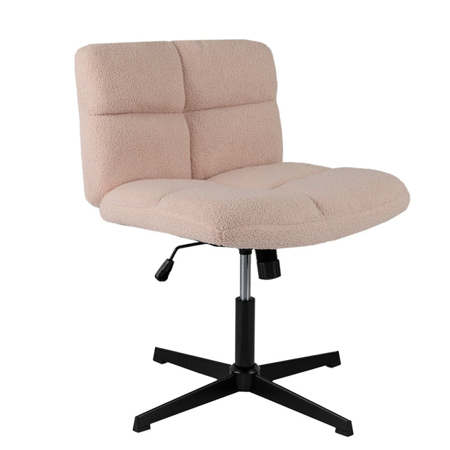 Sukryžiuota biuro kėdė, rožinis dirbtinis kailis, ergonomiškas dizainas