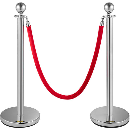 Crowd Control Stanchion Set, 4-Pack, 1.5 m Red Rope