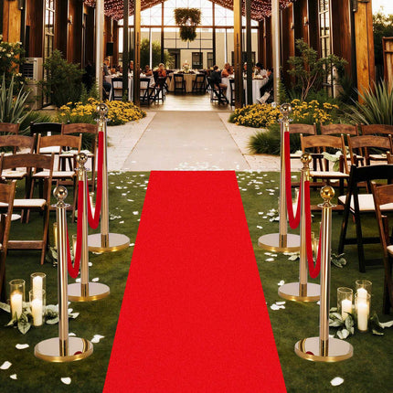 Crowd Control Stanchion Set, 6 Posts, 4 Velvet Ropes, Gold