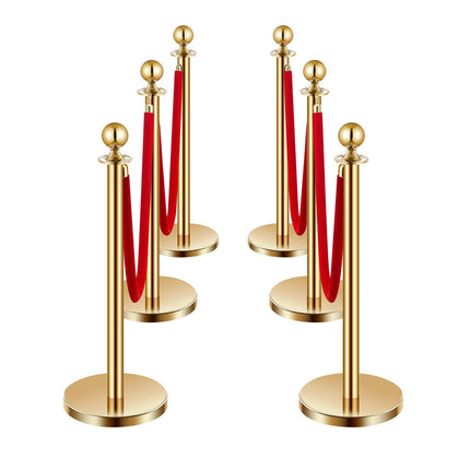 Crowd Control Stanchions Set, 6-Piece, Red Velvet Ropes