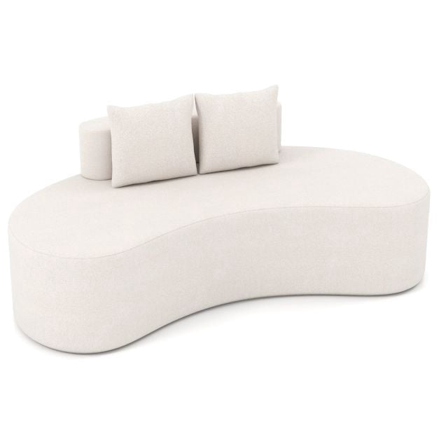 Išlenkta sofa, 3 vietų su 2 pagalvėmis, smėlio spalvos