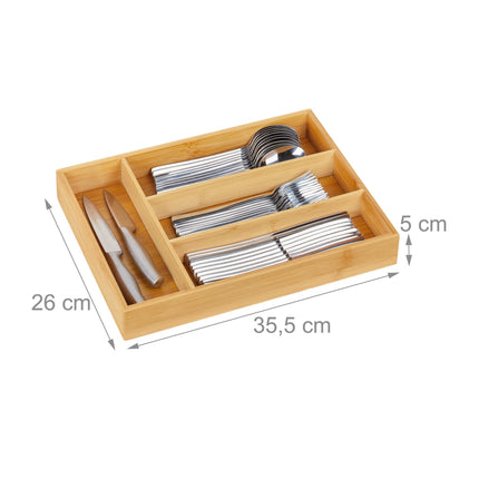 Cutlery box bamboo 4 compartments