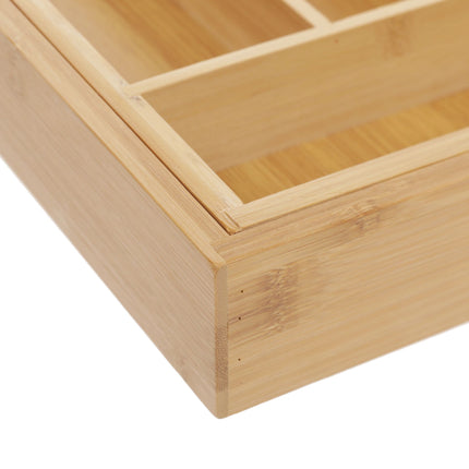 Cutlery box bamboo extendable