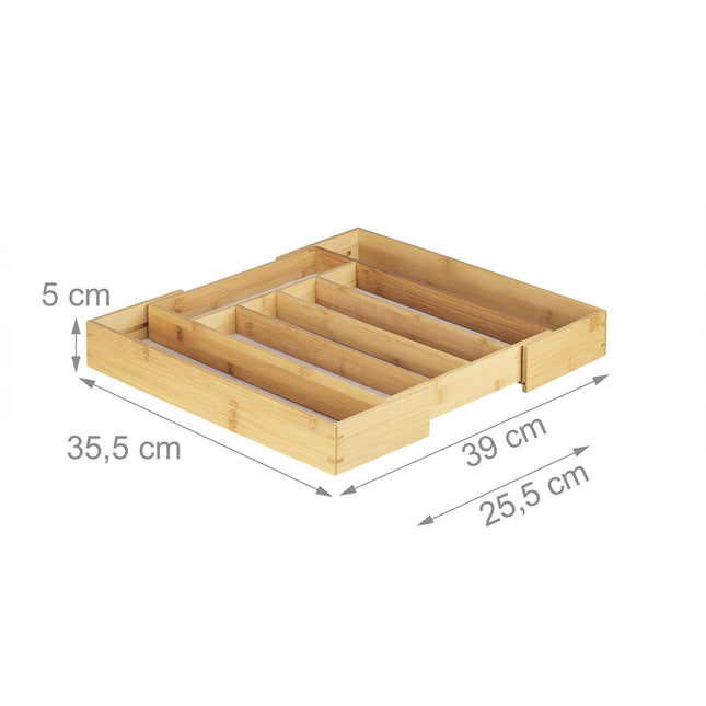 Bambukinis stalo įrankių padėklas, 40 cm, ištraukiamas