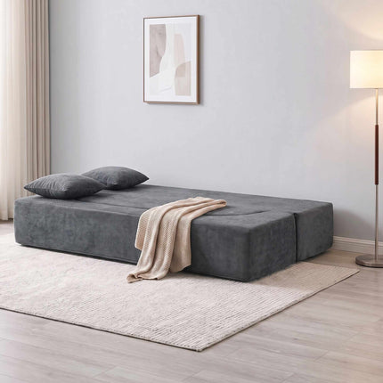 Tamsiai pilka išskleidžiama sofa-lova – didelio tankio putplastis, šenilinis audinys