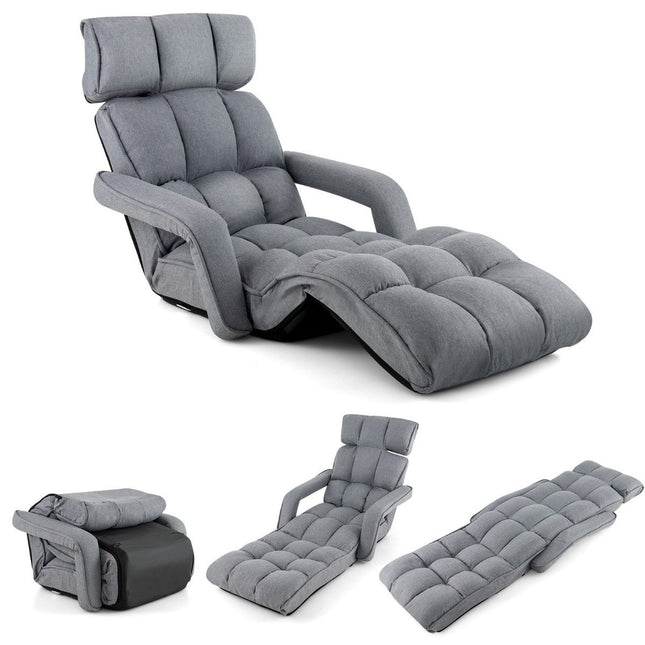 Sulankstoma sofa-lova su 6 reguliuojamomis padėtimis, 72 x 61 x 46,5 cm, pilka