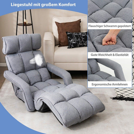 Sulankstoma sofa-lova su 6 reguliuojamomis padėtimis, 72 x 61 x 46,5 cm, pilka