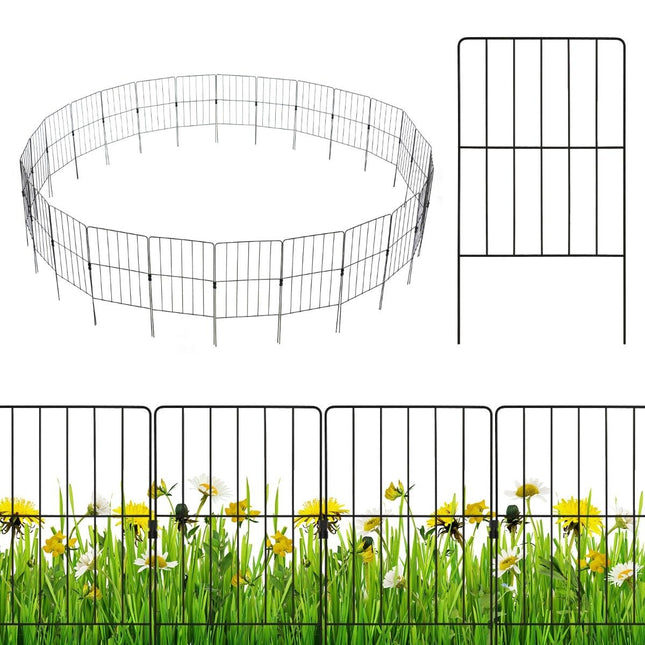 Dekoratyvinė metalinė sodo tvora, 25 dalys, atsparios rūdims, 33x61 cm