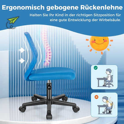 Desk chair for children armless children's desk chair 54 x 54 x 77-89 cm blue