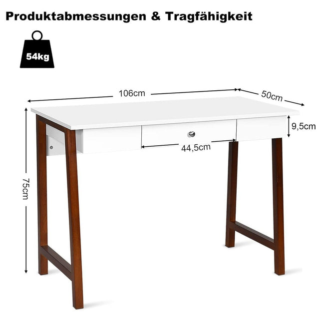 Rašomasis stalas su stalčiumi, kompiuterio stalas, guminės stalo kojos, tualetinis staliukas, biuro stalas, ruda