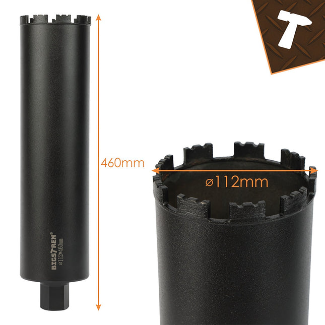 Diamond Core Drill Bit 112×460 mm for Concrete, Stone