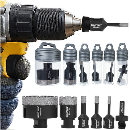 Diamond Hole Saw Set, 6 Pcs, 6–68 mm, M14 Adapter