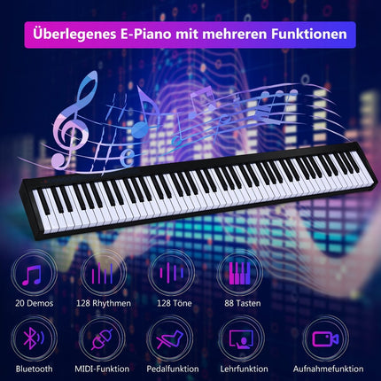 Skaitmeninis pianinas, klaviatūra, 88 klavišai, nešiojamas elektroninis muzikos instrumentas, vaikiškas pianinas, vaikiškas pianinas, juodas