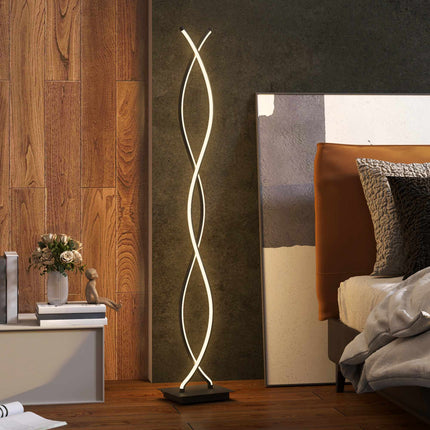 Pritemdomo LED toršeras, juodas dvigubos spiralės dizainas