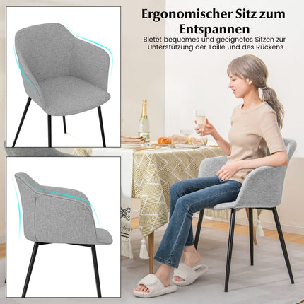 Valgomojo kėdžių komplektas, 2 vnt., šviesiai pilkos spalvos, ergonomiškas atlošas