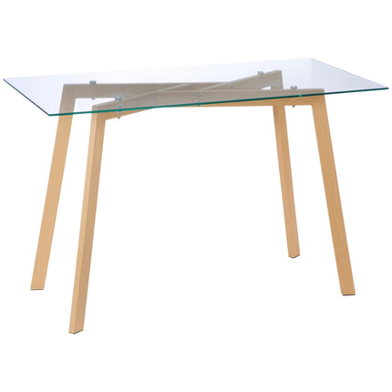 Valgomojo stalas 4 asmenims, stiklinis stalviršis, plieninis rėmas, 120x60 cm