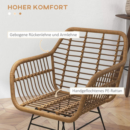 Set of 2 dining chairs in light brown steel with backrest