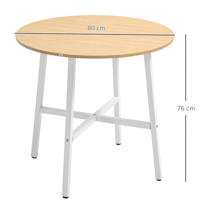 Modern dining table in steel and wood for 4, 80x80x76 cm
