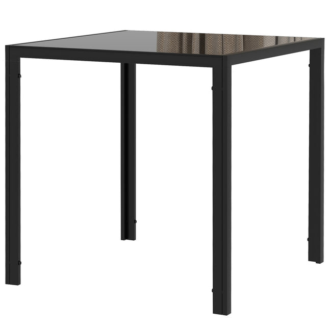 Valgomojo stalas Kvadratinis virtuvės stalas 4 asmenims, valgomojo stalas pagamintas iš grūdinto stiklo, keliamoji galia iki 80 kg, virtuvei, valgomajam, 75 x 75 x 75 cm, juodas