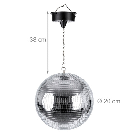 Disco Ball with Motor & Light Effects, 20 cm