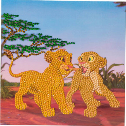 Disney krištolinė dailės kortelė Simba ir Nala, 18 x 18 cm