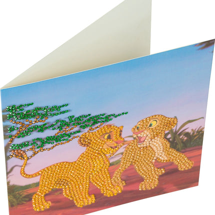 Disney krištolinė dailės kortelė Simba ir Nala, 18 x 18 cm