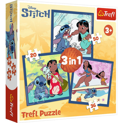 „Disney Stitch“ 3 viename dėlionių rinkinys vaikams