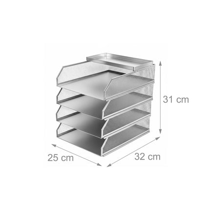 Dokumentų tvarkyklė, metalinis tinklelis, 4 pakopų A4 formato padėklai