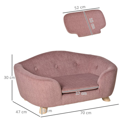 Šuns Guolis, Šuns Sofa, Šuns Kilimėlis Su Pagalvėle, Pliušinis Putplastis, Pušies Mediena, Rožinis, 70 X 47 X 30 Cm
